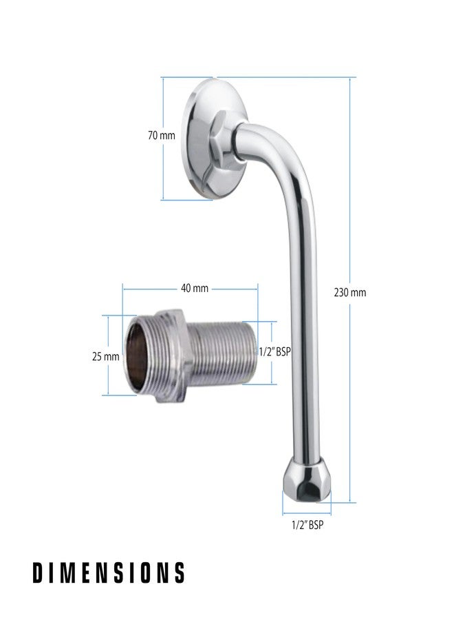 Pixaflo Stainless Steel 9" L-Bend for Wall Mixer | 1/2" X 3/4" Hex Nipple | Compatible for All Types of 2 in 1 and 3 in 1 Wall Mixers - Image 3
